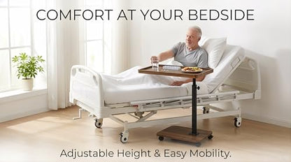 C Table End Table Adjustable Height, 360°Swivel TV Tray Table Couch Tables C Shaped Side Tables Living Room and Bedroom for Sofa, Bed,Chair (Brown) - color: Brown