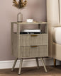 Leomonio Grey Nightstand,Modern Bedside Table with 2 Storage Drawer and Open Wood Shelf, for Bedroom and Small Spaces,Night Stand with Solid Wood Legs,Grey Oak - color: Grey Oak