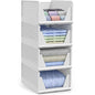 Sorbus 4 Pack Medium Shelf Organizer with Open Front Design Under Shelf for Closet Bathroom Kitchen Garage Plastic Stackable Storage Baskets - size: 4 Medium