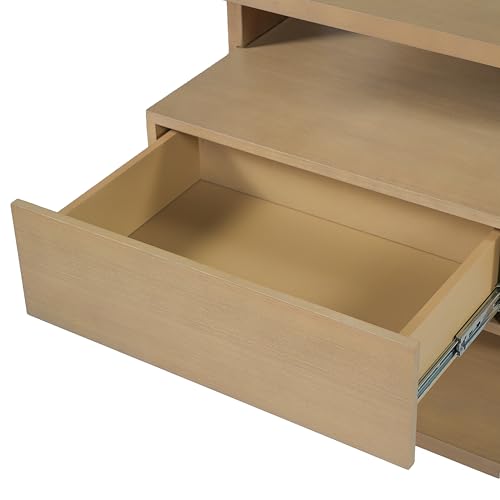 Christopher Knight Home 22" Mid Century Modern Nightstand Set of 2, Wooden Bedside Table with Drawer & 3 Tier Shelves, Small Side End Table Night Stand for Bedroom Living Room Small Space, Natural - color: Natural, size: 2pcs