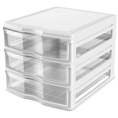 Life Story 3 Drawer Stackable Shelf Organizer Plastic Storage Drawers for Bathroom Storage, Make Up, Or Pantry Organization, White - color: White, size: 1-Pack