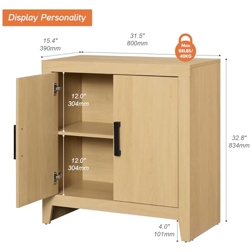 WAMPAT Farmhouse Wood TV Stand with Storage Cabinet for TVs up to 50 Inch, 31.5" Entertainment Center, Media Console Table for Living Room, Dining Room & Entryway, Oak - color: Oak