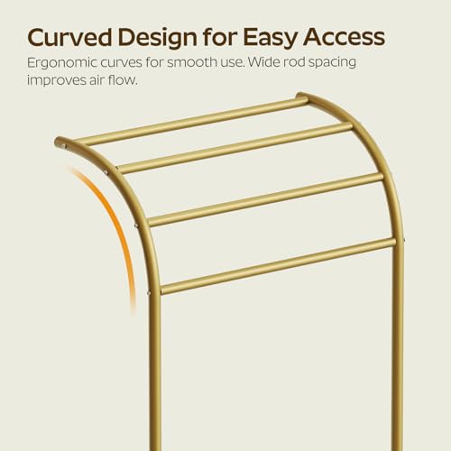 YATINEY Free Standing Towel Rack, 4-Tier Blanket Rack for Bathroom, Pool Towel Stand Display and Drying Rack, Modern Towel Blanket Storage Organizer, Gold CJ07GD - color: Gold