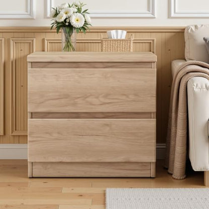 Nightstand with Drawers, Bedside Table with Drawers, Sofa Side Table Storage Cabinet, Night Stand for Bedroom Living Room (1, 2 Drawers Nature, 19.7" W×15.6" D×18.9" H) - color: 2 Drawers Nature