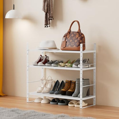 Multi-Functional Metal Shoe Rack, Space-Saving, Perfect for Entryway, Closet, Bathroom, etc. - Sturdy and Durable, High Weight Capacity(3PACKS/White/Medium) - color: 3packs/White, size: Medium