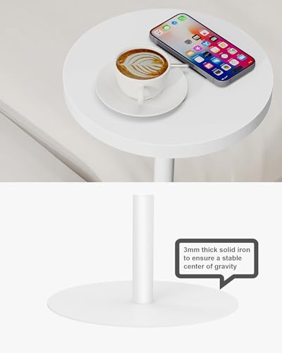 TUTOTAK Tall Round Side Table, Small End Table, Drink Table, Pedestal Table | for Small Spaces, Accent Nightstand, livingroom, Bedroom, White TB01BW096 - color: White, size: 1 Pack, style: Adjustable