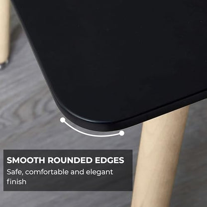 40” Black Computer Desk, 15° Arc Writing Table, Home Office & Gaming, Rounded Corner Enhance Stability with Leg Support