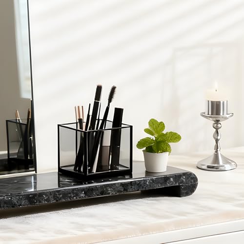 Marble Tray Pedestal Stand, 16"x4" Marble Vanity Tray with Feet for Bathroom Counter Kitchen Sink, Rectangular Stone Riser for Soap Dispenser Perfume Jewelry Display Stand(Blue Pearl) - color: Blue Pearl