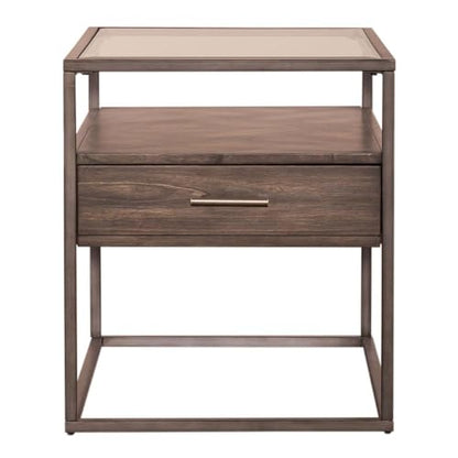 Liberty Furniture Jamestown Glass Top End Table for Living Room - Tobacco - size: End Table