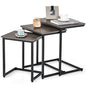 Tangkula Nesting Table Set of 3, Rectangle Stacking Side End Table w/Wood Top & Metal Legs, Adjustable Foot Pads, C-Shaped Accent Coffee Tables for Small Spaces, Living Room (C-Shaped, Gray, 3-pc) - color: Grey