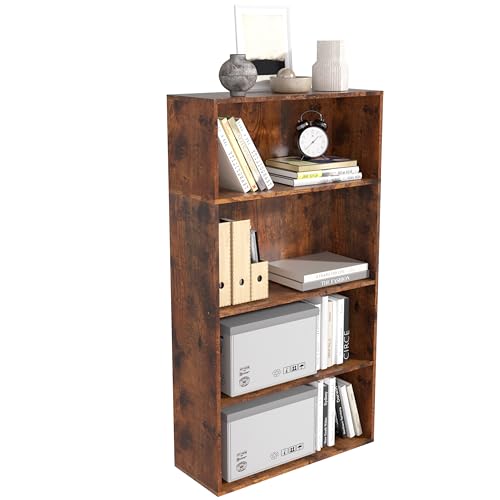 Wooden 4 Tier Book Shelf,4 Cube Storage Organizer,4 Tier Low Bookcase Storage Display Organizer, 44 Inch Versatile Cubes Shelf and Cubby Unit for Any Space (Dark Brown, 4 Cube-W~23.6inch) - color: Brown, size: 4 Cube