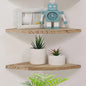 Joiishom Wood Corner Wall Shelves Set of 2, Solid Wood Corner Floating Shelves, Round End Wall Mounted Floating Corner Shelf for Bedroom, Living Room and Kitchen. (Carbonized-12 inch) - size: Carbonized-12 inch