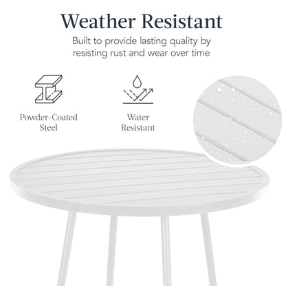 Best Choice Products 3-Piece Patio Dining Set, Bar Height, Outdoor Bistro Set, Outdoor Round Bar Table w/ 2 Bar Stools, Steel - White - color: White