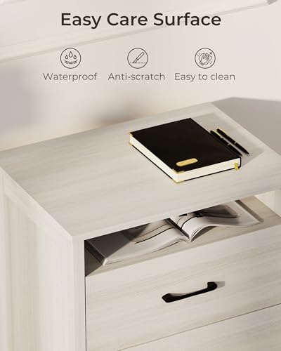 Farmhouse Nightstand Set of 2, Rustic Nightstand with 2 Drawers, Wood End Table with Open Shelf, Side Table for Bedroom, Light Gray - color: Light Gray, size: 2 Pieces