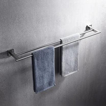 Miyili 30-Inch Bathroom Double Towel Bar Brushed Stainless Steel Bath Towel Rack Holder Wall Mount, A02N75B - color: Brushed Steel, size: 30-Inch