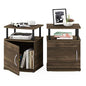 Furinno JAYA End Side Sofa Table/Nightstand with Door, 2-Pack, PVC Tubes, Columbia Walnut/Black - color: Columbia Walnut/Black, size: 2-Pack