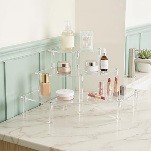 Gonice 3 Tier Acrylic Display Riser for Funko POP Figures, Diamond Shape Clear Display Stand for Makeup,Perfume and Dolls - size: 3 tier
