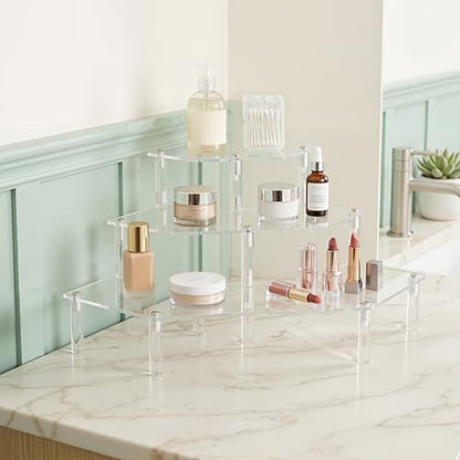 Gonice 3 Tier Acrylic Display Riser for Funko POP Figures, Diamond Shape Clear Display Stand for Makeup,Perfume and Dolls - size: 3 tier