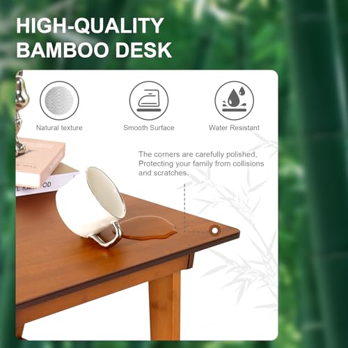 Nnewvante Desk, Bamboo Table with 2 Drawers, Simple Modern Furniture for Home, Office, Computer, Writing, Study, Makeup & Workstation (46''-Brown) - size: 46''-Brown