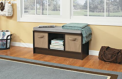 ClosetMaid 1632 Cubeicals 3-Cube Storage Bench, Espresso with Gray Cushion - color: Espresso With Gray Cushion