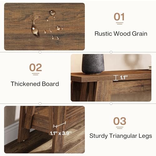 Tribesigns 41.3" Farmhouse Console Table, 2-Tier Wooden Entryway Table with Storage, Rustic Narrow Behind Couch for Living Room, Hallway, Foyer,Brown - color: Brown