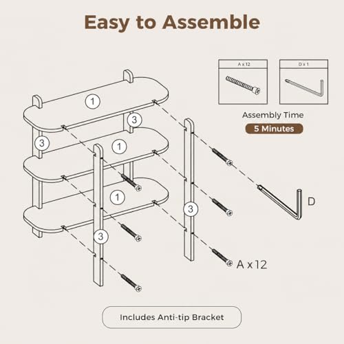 Bookshelf, Wood Shelf Bookcase, Book Shelf 3-Tier, Natural | Modern Open Bookshelf, Freestanding Storage Shelf Organizer, Display Shelf Shelving Unit for Living Room, Bedroom, Office - size: 3-Tier