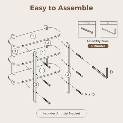 Bookshelf, Wood Shelf Bookcase, Book Shelf 3-Tier, Natural | Modern Open Bookshelf, Freestanding Storage Shelf Organizer, Display Shelf Shelving Unit for Living Room, Bedroom, Office - size: 3-Tier