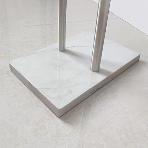 40 Inch Standing Towel Rack Double-T Shape Tall Bath Towel Sheet Holder with Marble Design Base for Bathroom Floor Next to Tub or Shower 2 Tier Towel Holder Stand Stainless Steel Brushed Nickel - color: Brushed Nickel