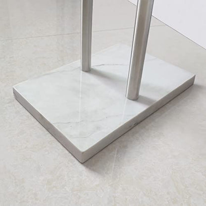 40 Inch Standing Towel Rack Double-T Shape Tall Bath Towel Sheet Holder with Marble Design Base for Bathroom Floor Next to Tub or Shower 2 Tier Towel Holder Stand Stainless Steel Brushed Nickel - color: Brushed Nickel