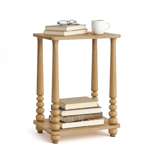 VASAGLE Mariel Collection - Side Table, Accent Nightstand for Small Spaces, Rectangular End Table with Shelf, Solid Wood Legs, Mid-Century Modern, Living Room Bedroom, Natural Brown ULET294HC01S - color: Natural Brown