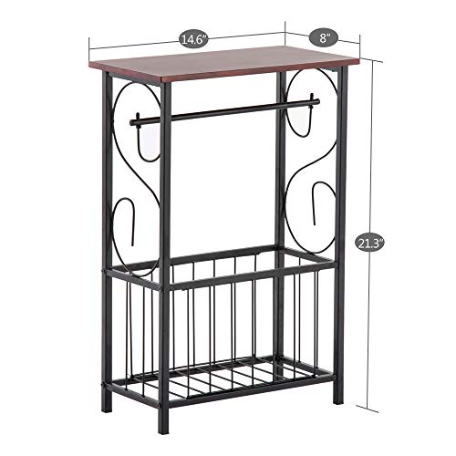 Side Table,Narrow End Table for Small Spaces,Snack Couch Table with Holder,Nightstand for Living Room,Bedroom,Office,Bathroom,Balcony (Coffee) - color: Coffee