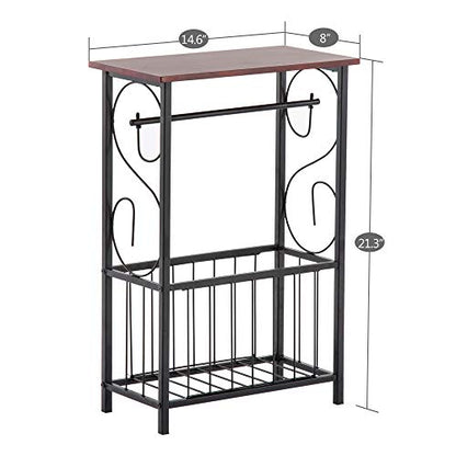 Side Table,Narrow End Table for Small Spaces,Snack Couch Table with Holder,Nightstand for Living Room,Bedroom,Office,Bathroom,Balcony (Coffee) - color: Coffee