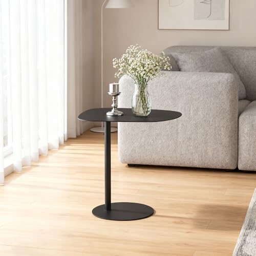 C Shaped End Table Small Side Tables Living Room, Metal Coffee Accent Table | Outdoor C Table Narrow Sofa Table, Couch Tables That Slide Under, TV Trays Bedside Nightstand for Bedroom Patio Small Spaces