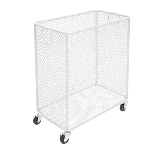 Wire Metal Rolling Laundry Basket On Wheels,Mesh Wire Laundry Basket Storage Cart for Bathroom Bedroom Dirty Clothes Storage (H) - size: H