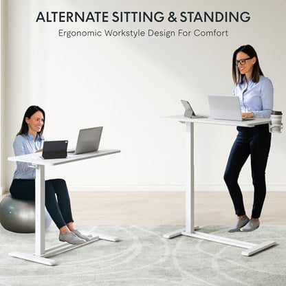 FLEXISPOT Adjustable C Table with Wheels, Mobile Snack Side End Table Sofa Couch Bedside Table Laptop Rolling Cart TV Tray Night Stand Small Space Side Table,(31.5" W x 17.7" D,White) - color: White, size: Large