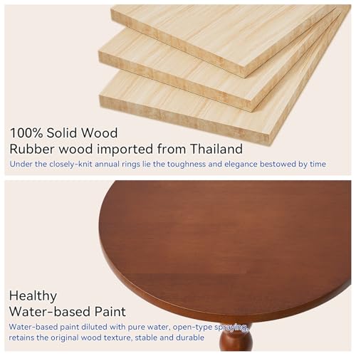 Aibiju Round Side Table, Solid Wood End Table, Small Drink Table Sofa End Table, Bedroom Small Corner Table, Sturdy Weight-Bearing Design Brown YD-RST001H - color: Brown