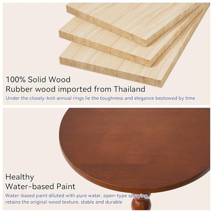 Aibiju Round Side Table, Solid Wood End Table, Small Drink Table Sofa End Table, Bedroom Small Corner Table, Sturdy Weight-Bearing Design Brown YD-RST001H - color: Brown