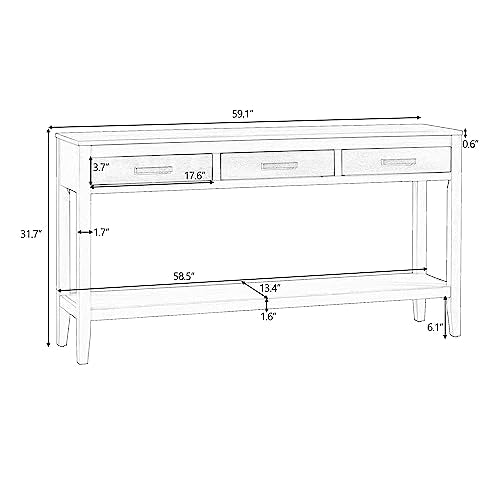 Merax Entryway Console Table with Storage, 3 Drawers Design/Wood Frame/Behind Couch & Sofa, Black - color: Black