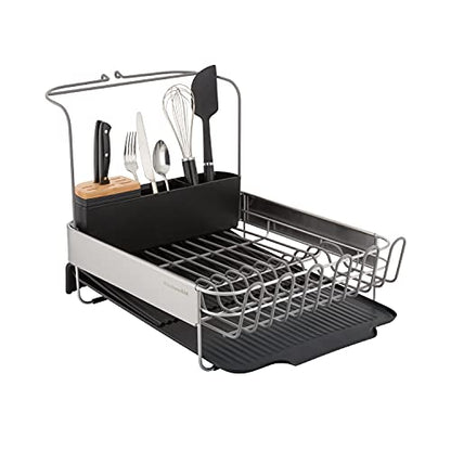 KitchenAid Full Size, Rust Resistant Expandable Dish Rack with Angled Self Draining Drainboard, 24-Inch, Black - color: Black, size: Expandable