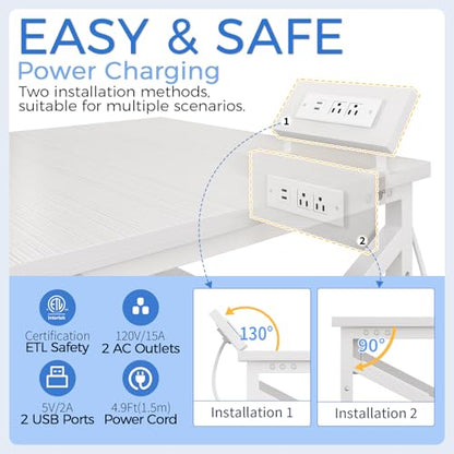 METYERRY 23.6"x23.6" Large Printer Stand with Power Outlet, 3 Tier Cart | Adjustable Shelf, Fits 3D Printers, Laser Printers and Heat Press, 200 lbs Heavy Duty, Industrial Wheels, Home Office - color: White