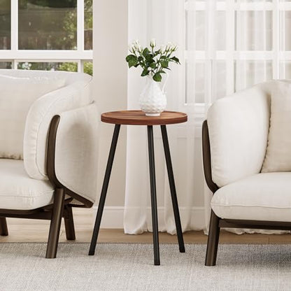 Small Couch Side Table, Drink Table, Mini Round End Table, Coffee Table, Snack Table for Small Spaces, Living Room, Bedroom, Sofa LET520DR - color: Rustic Brown, size: 11.8 X 11.8 X 20.8 Inches
