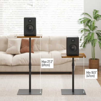 TUTOTAK Tall Side Table, Wide Top End Table, Adjustable Height Drink Table | Pedestal Table for Small Spaces, Accent Nightstand, livingroom, Bedroom, Brown TB01BB097 - color: Brown, size: 1 Pack, style: Square
