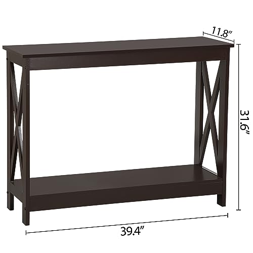 Nouva 2-Tier Narrow Console Sofa Side Table Wall Table for Hallway Foyer Table Sofa Tables Long Accent Table for Living Room,Espresso - color: Espresso