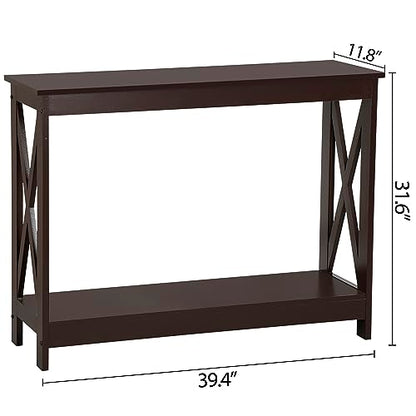 Nouva 2-Tier Narrow Console Sofa Side Table Wall Table for Hallway Foyer Table Sofa Tables Long Accent Table for Living Room,Espresso - color: Espresso