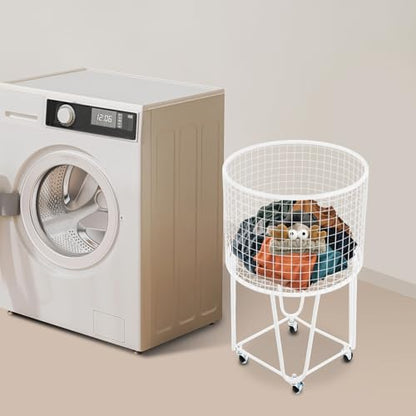 Mesh Wire Laundry Basket Storage Cart, Wire Metal Rolling Laundry Basket | for Bathroom Bedroom Dirty Clothes Storage (E) - size: E