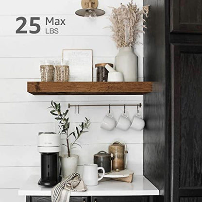 QEEIG Floating Shelf for Wall Bathroom Shelves Bedroom Kitchen Living Room Farmhouse Small Book Shelf 16 inch Set of 1, Brown (015-BN1) - color: A. Brown, size: 15.7" x 6.7"