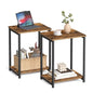 VASAGLE Side Tables Set of 2, Small End Table, Nightstand for Living Room, Bedroom, Office, Bathroom, Rustic Brown and Black ULET272B01 - color: Rustic Brown + Black