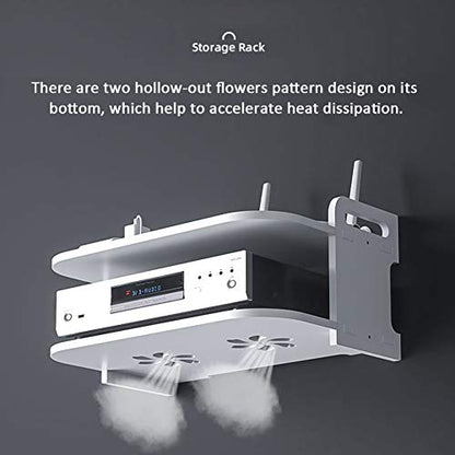 Floating Shelf for TV Components, White Floating TV Stand Wall Mounted Media Console Shelf Mini Storage Box Router Shelfs for Home(Color:White)