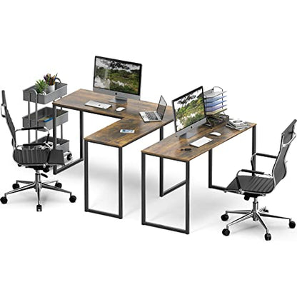 SHW Mission 48 x 48 L-Shape Home Office Computer Desk, Rustic Brown | Reversible Desktop Design - color: Rustic Brown, size: 48-Inch L-Shaped