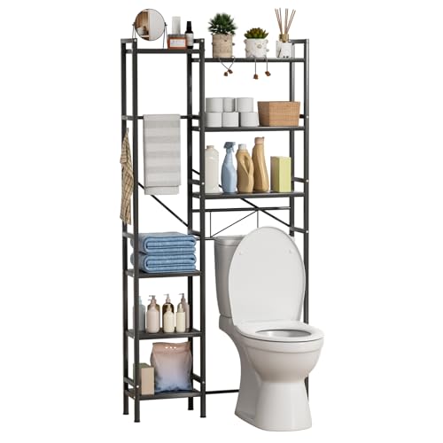 1 Set Over The Toilet Storage, 3-Tier Bathroom Laundry Storage Rack Space-Saving Organizer Household Supplies (Black-M) - color: Black-m